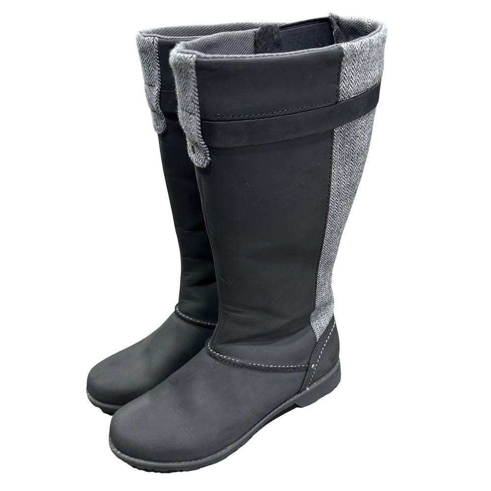 Eddie Bauer Womens Black Grey Herringbone Tall Riding Boots Style Size 7.5